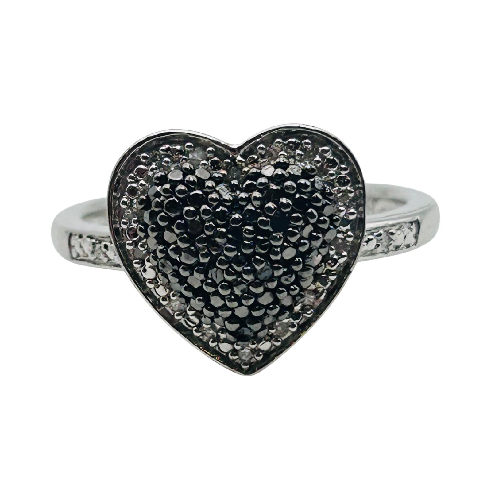 SUN Sterling Marcasite Heart Ring. Size 7 (1 of 9)