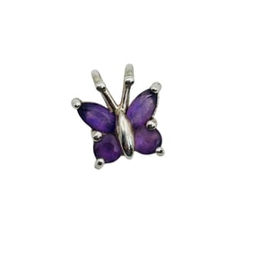 Sterling Amethyst Butterfly Pendant