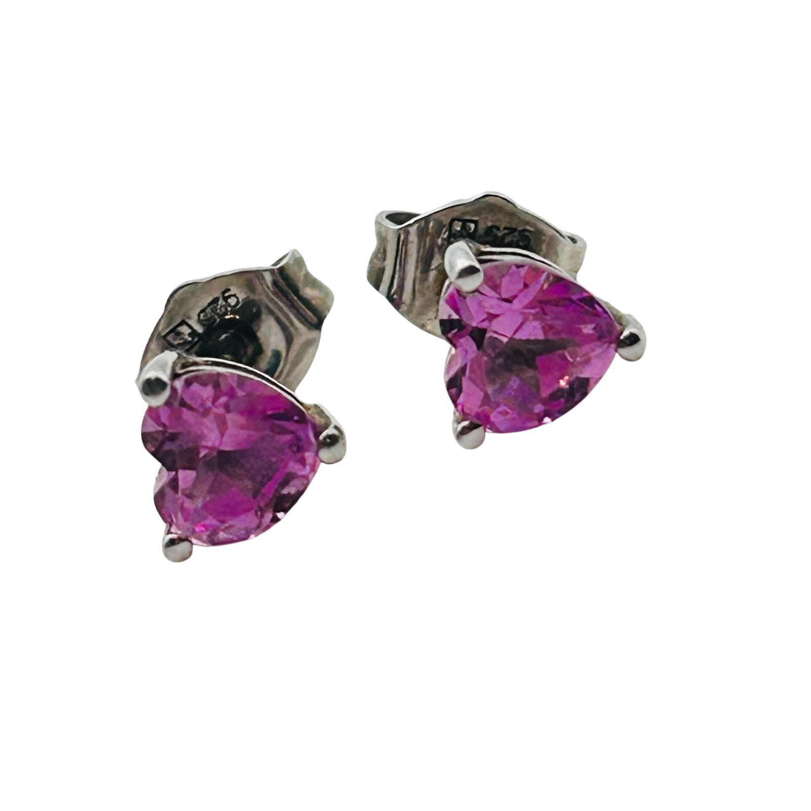 Sterling Pink Topaz Heart Stud Earrings: Pink TOPAZ Sterling heart stud earrings. 1.12g