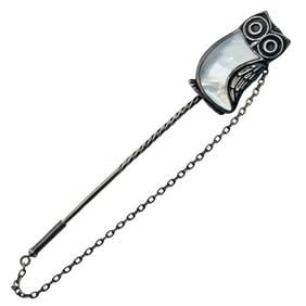 Southwest Sterling Mother Of Pearl Owl Stick Pin