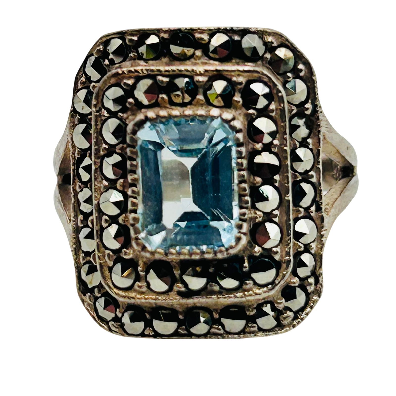 IL Sterling Topaz And Marcasite Ring. Size 6.5 (1 of 8)