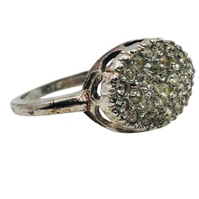 Sterling Rhinestone Oval Cluster Ring Size 8