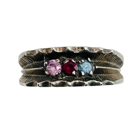 Sterling Topaz And Ruby Ring Size 7.5