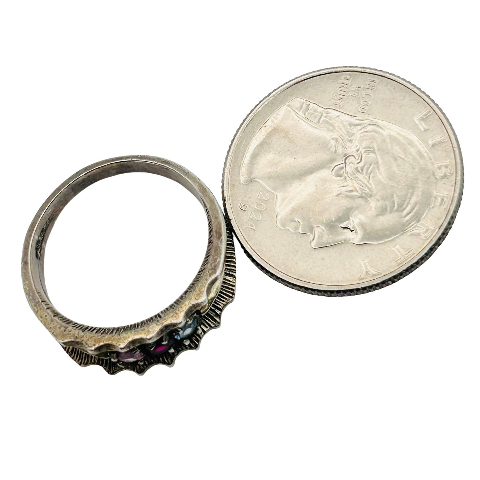 Sterling Topaz And Ruby Ring Size 7.5 - 3