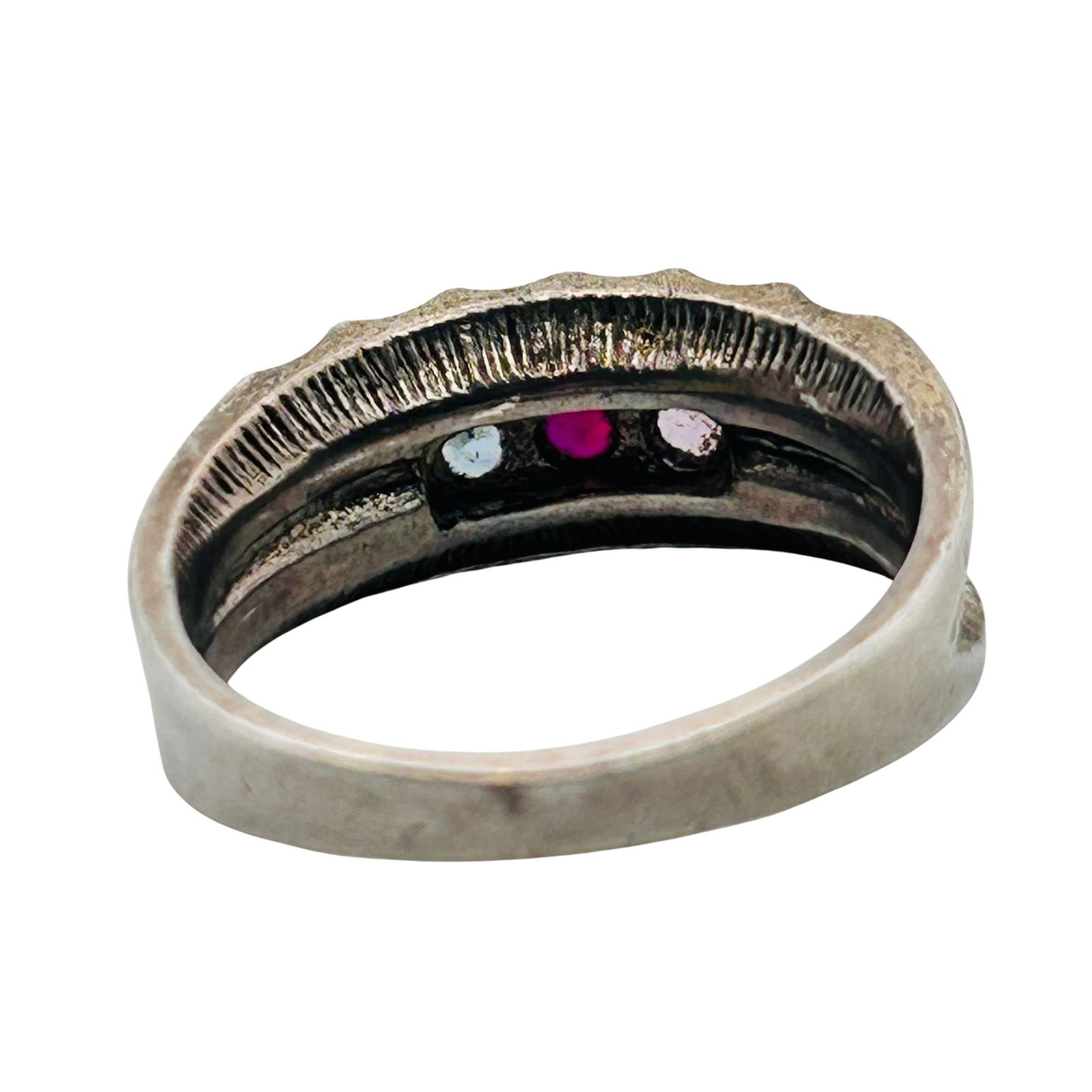 Sterling Topaz And Ruby Ring Size 7.5 - 5