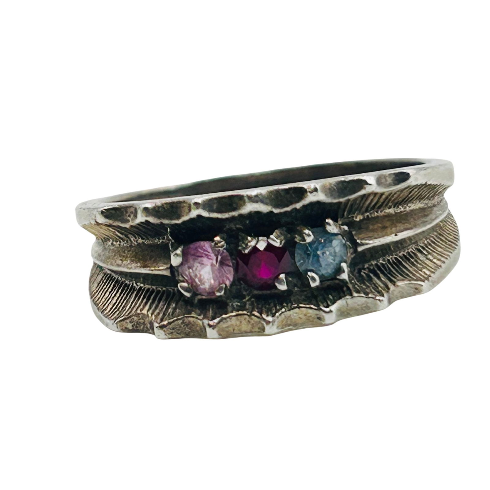 Sterling Topaz And Ruby Ring Size 7.5 - 6