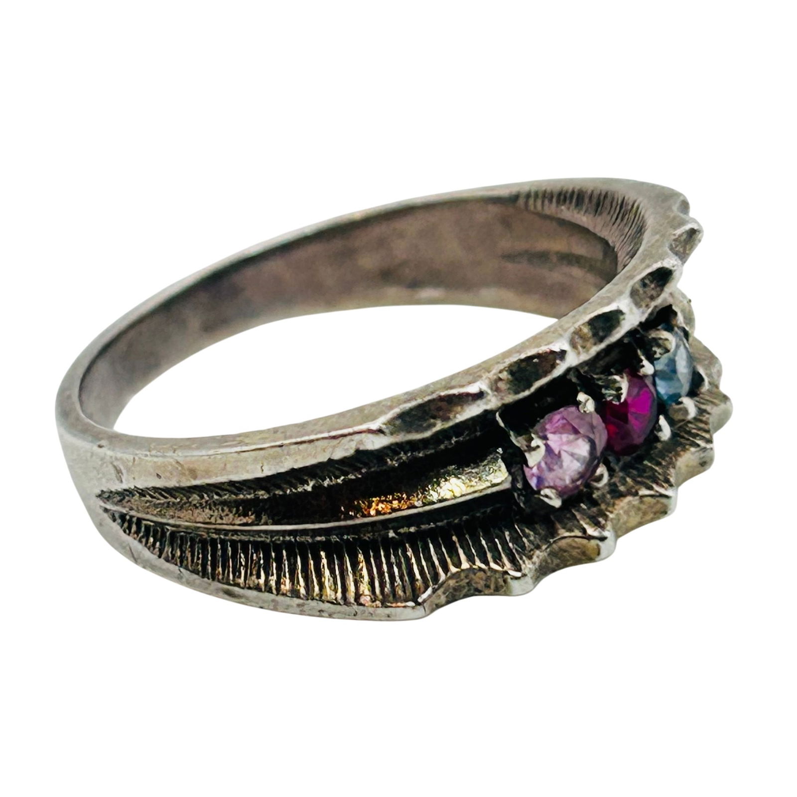 Sterling Topaz And Ruby Ring Size 7.5 - 7