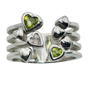Sterling Peridot And Spinel Wrap Ring Size 11
