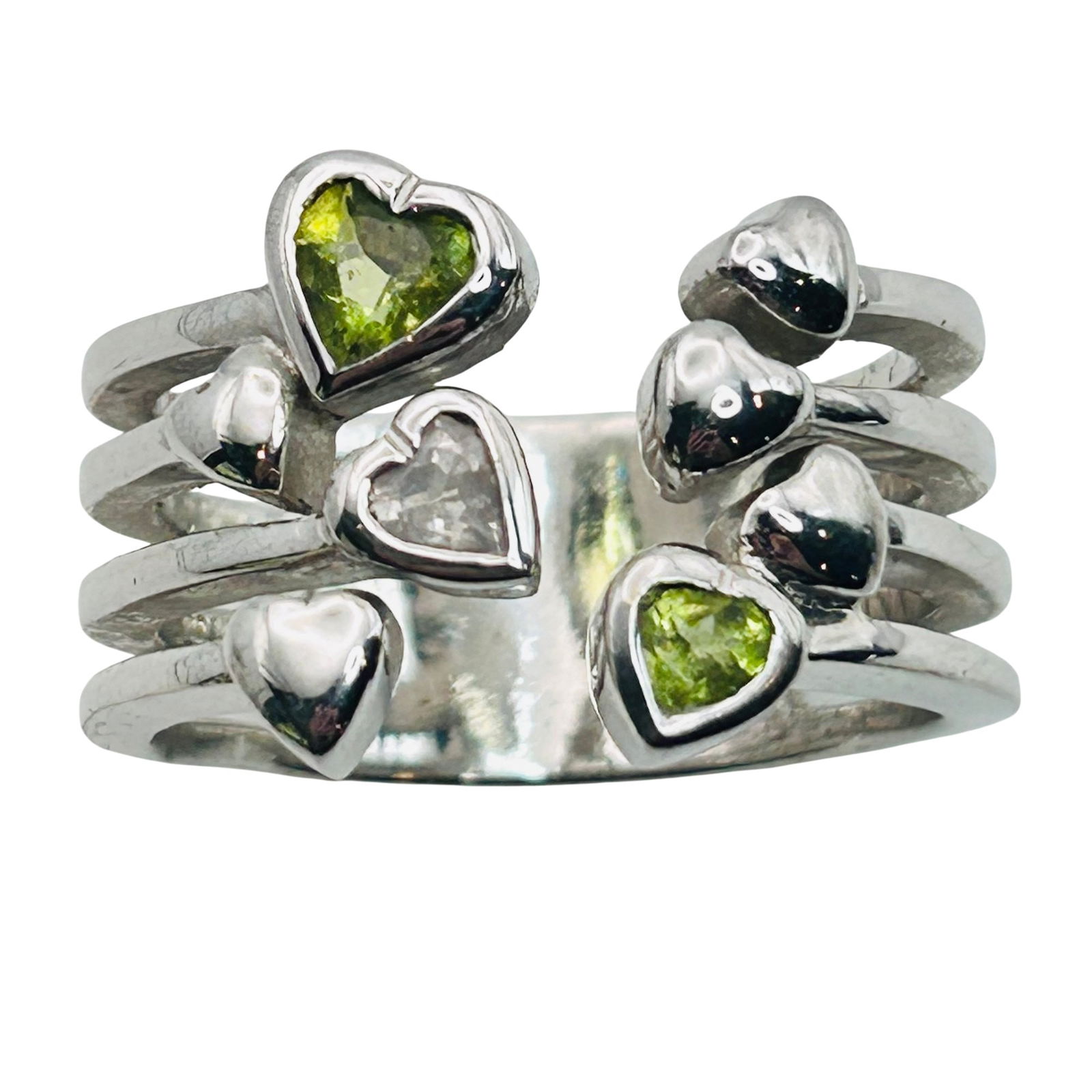 Sterling Peridot And Spinel Wrap Ring Size 11: Peridot spinel Sterling wrap ring. Size 11. 10.85g