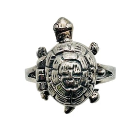Sterling Turtle Locket Ring Size 6
