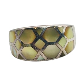 Sterling Mother Of Pearl Dome Ring Size 9.5