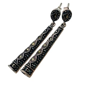 Sterling Marcasite Dangle Stud Earrings