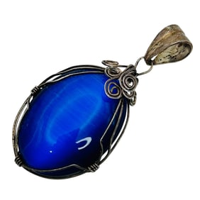 Sterling Cats Eye Oval Pendant
