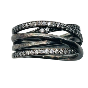 Pandora ALE Sterling Clear Stone Multi-layer Ring Size 7.5