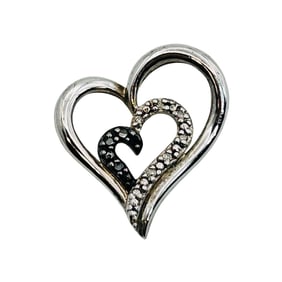 SUN Sterling Sapphire And Diamond Accent Heart Pendant