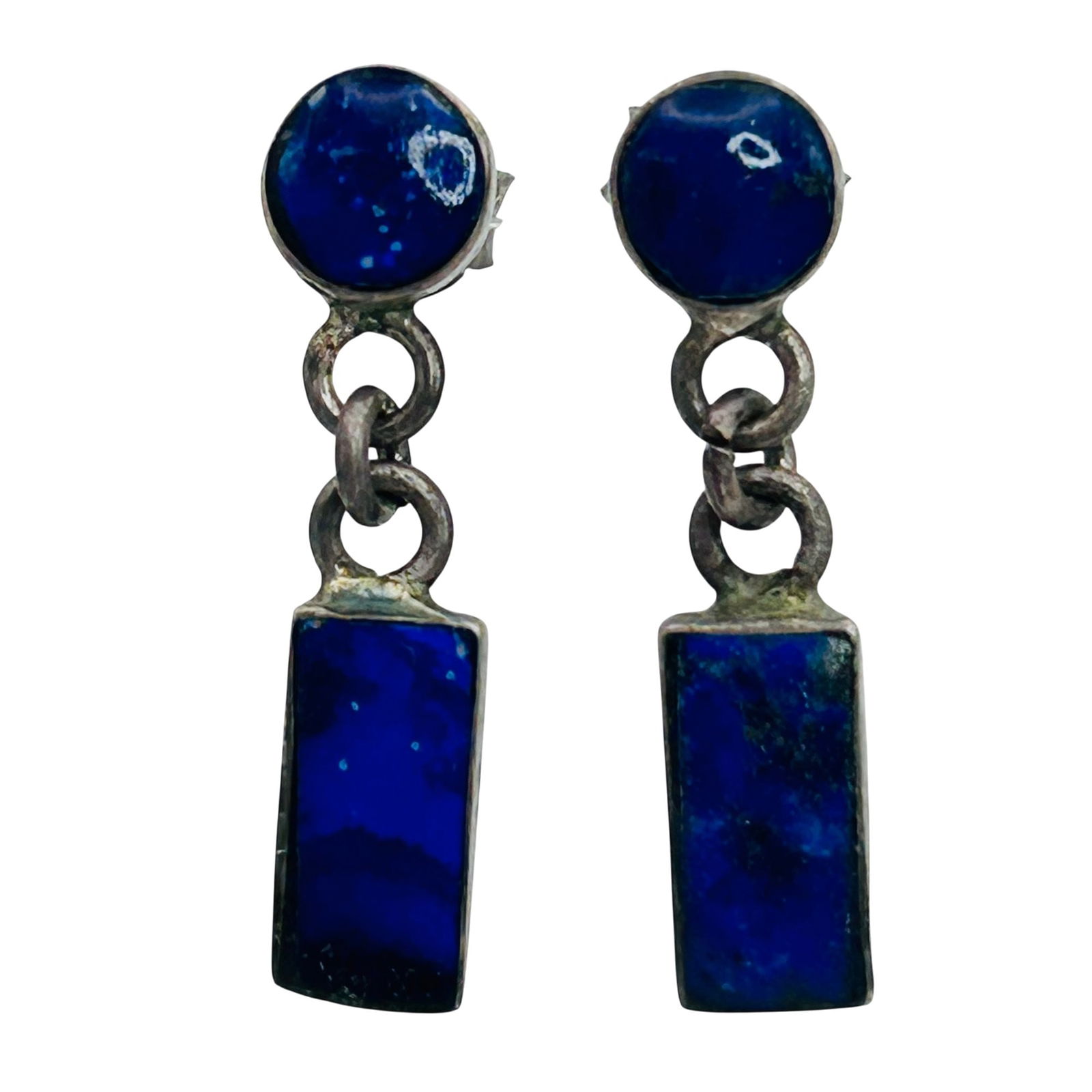 950 Silver Lapis Lazuli Dangle Stud Earrings (1 of 6)