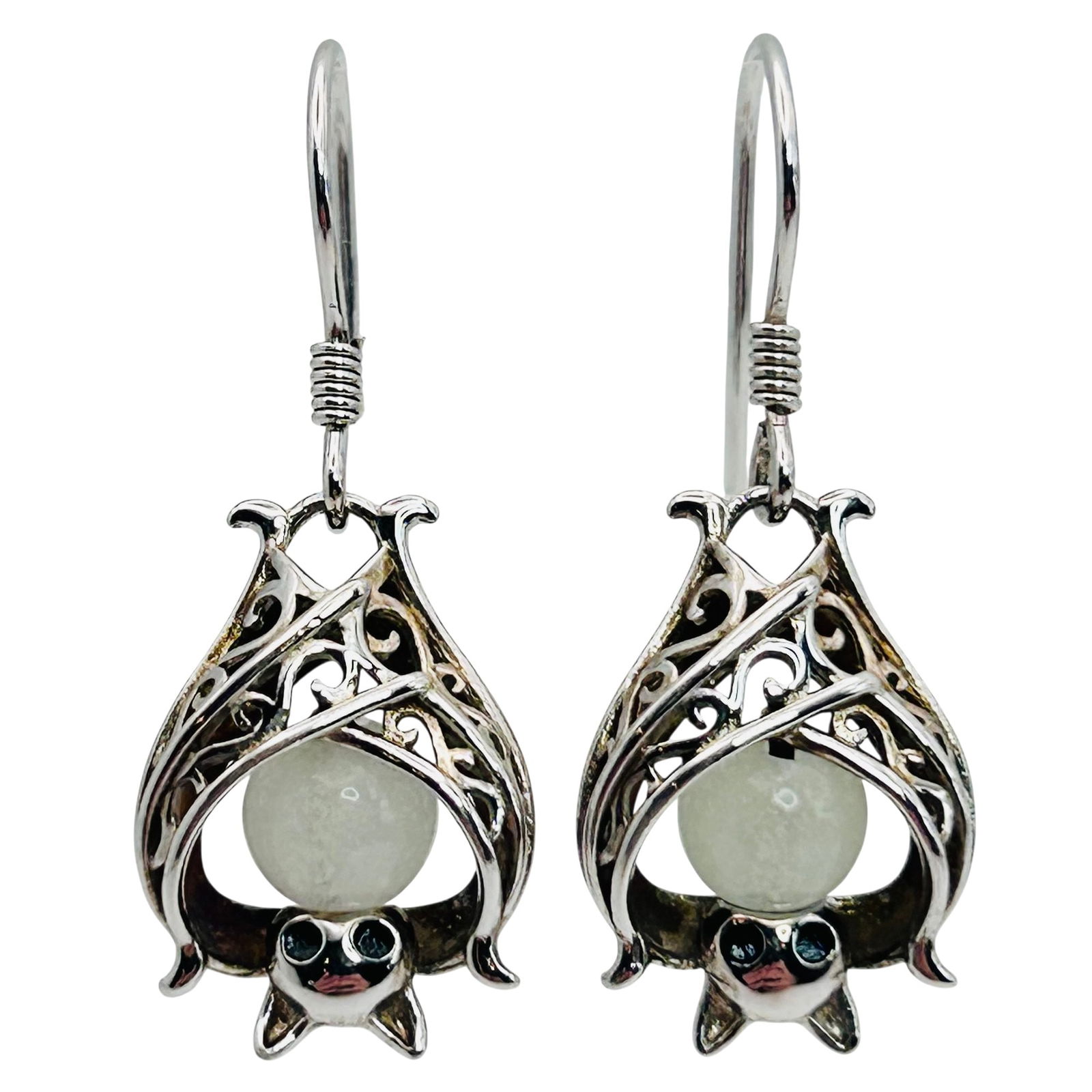 Sterling Moonstone Bat Dangle Earrings (1 of 7)
