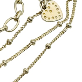 Sterling Curb Beaded Chain Necklace