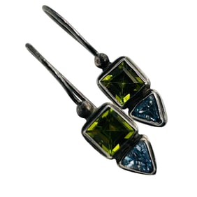 Sterling Peridot And Spinel Hook Back Earrings