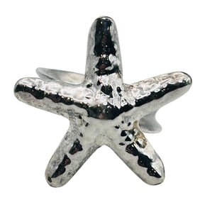 Sterling Hammered Starfish Ring Size 8
