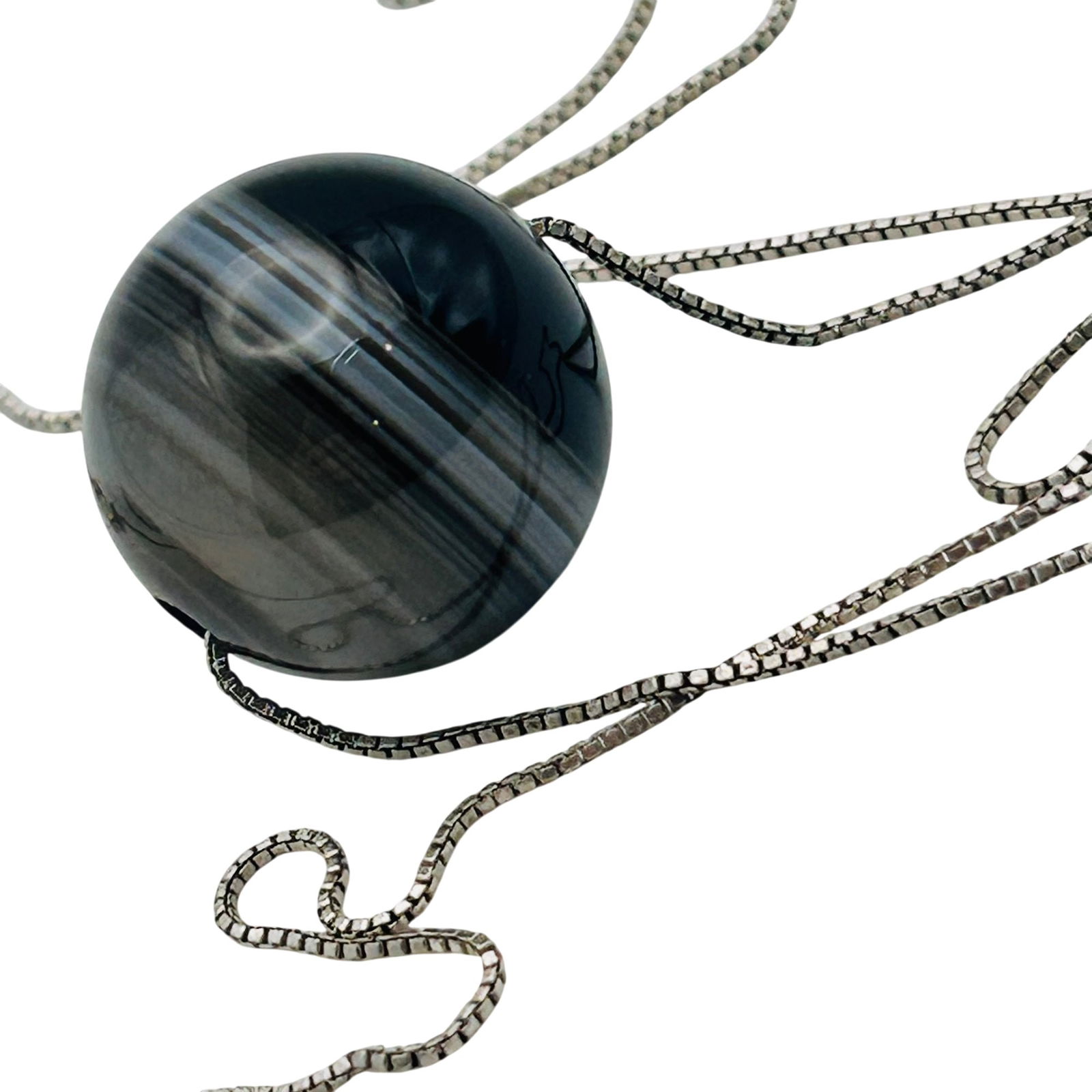 BSI Italy Sterling Banded Agate Box Chain Necklace (1 of 5)