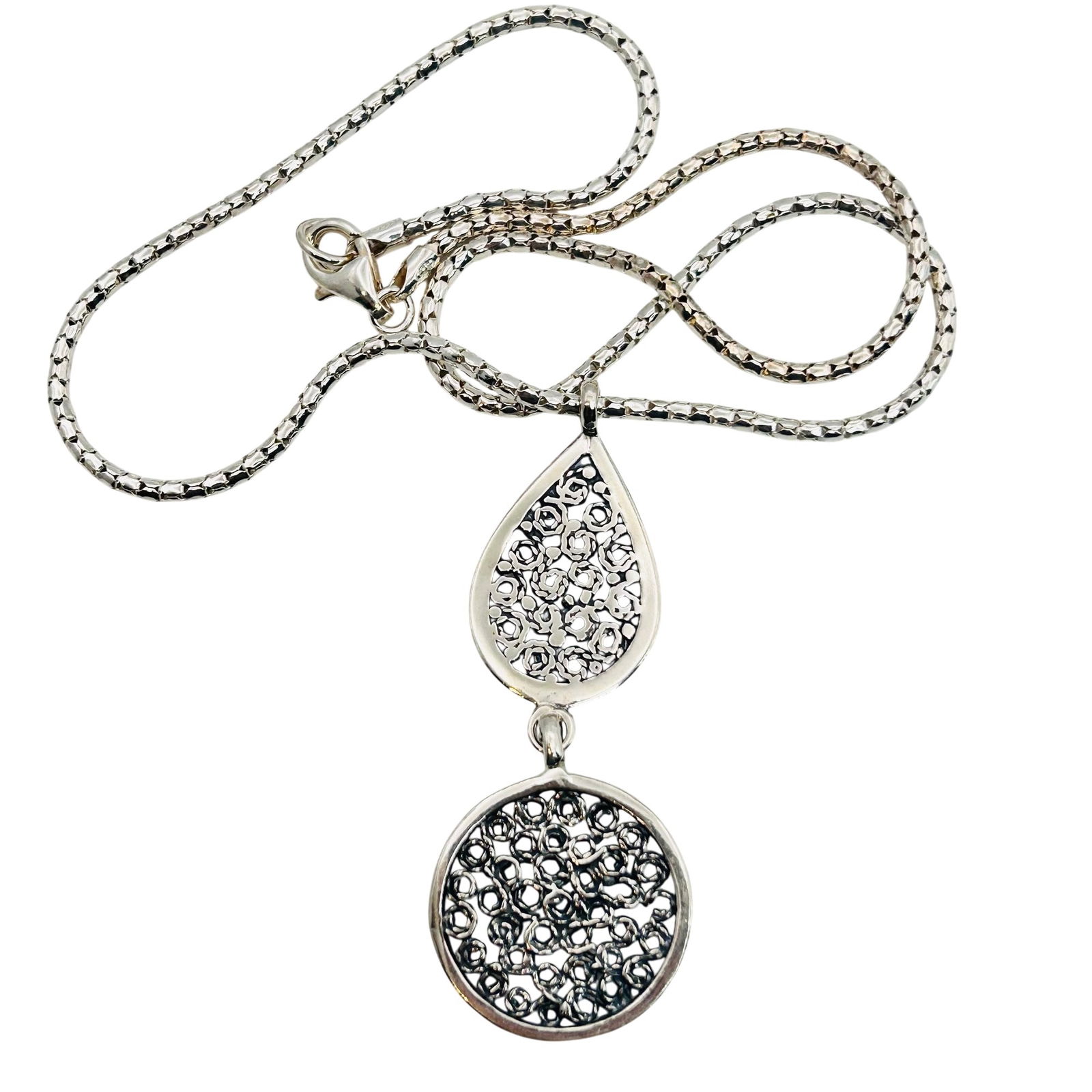 Sterling Round Chain With Filigree Pendant Necklace (1 of 6)