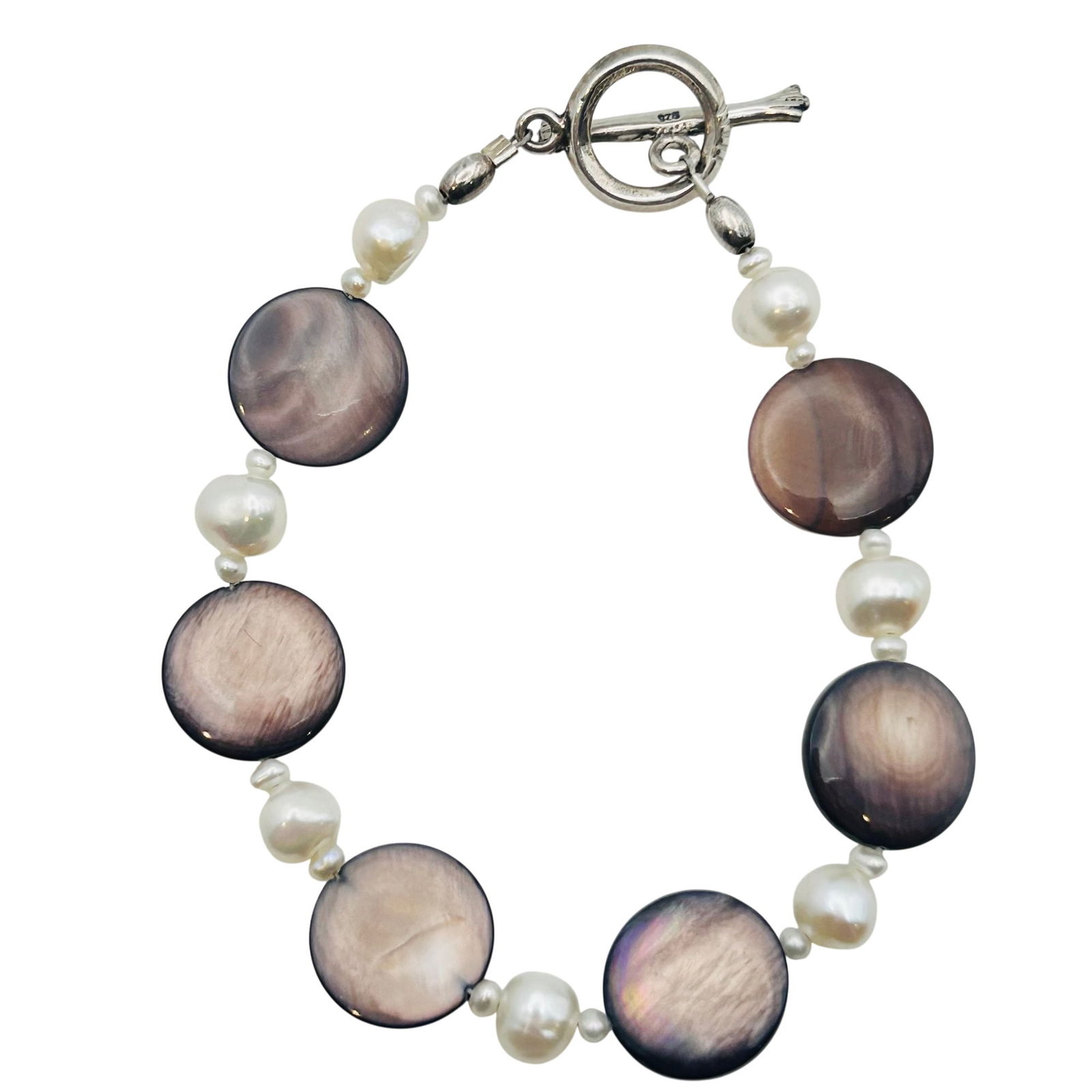 Sterling Pearl Toggle Clasp Bracelet (1 of 6)