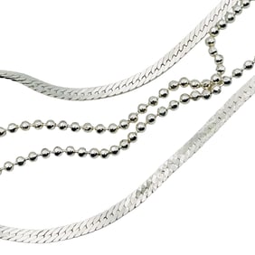 Italy Sterling Flat Snake And Beaded Chain Bracelet