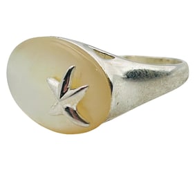 DM Sterling Mother Of Pearl Starfish Ring Size