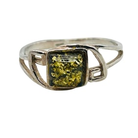 Sterling Amber Ring Size 7