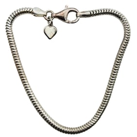 DW Italy Sterling Round Snake Chain, Charm Bracelet