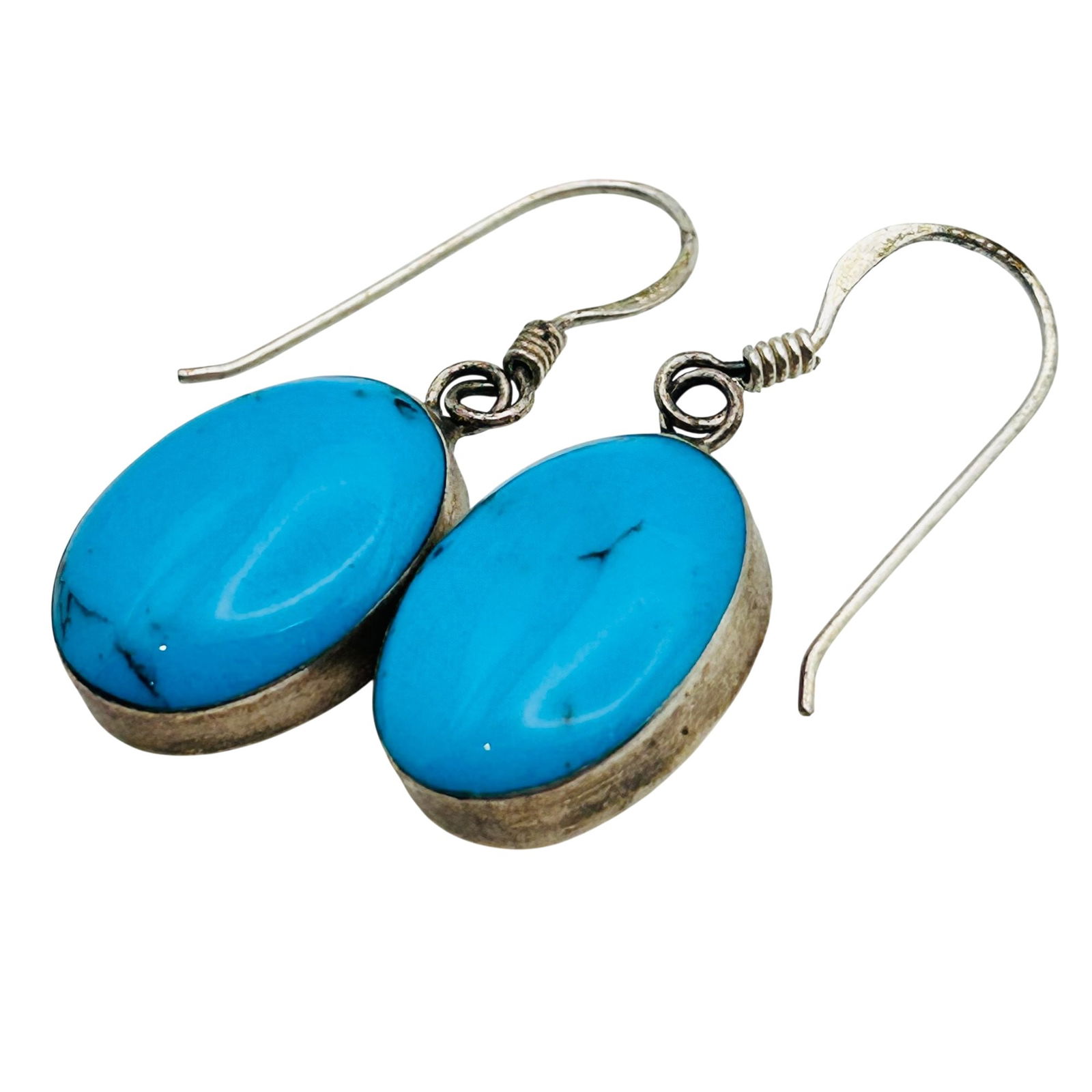 Sterling Turquoise Mother Of Pearl Reversible Hook Back Earrings (1 of 7)