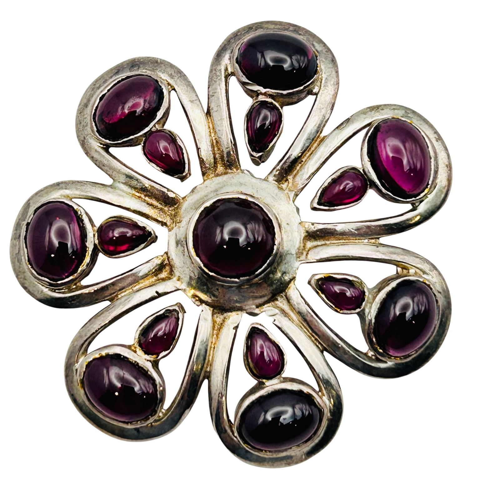 Sterling Garnet Flower Pendant (1 of 6)