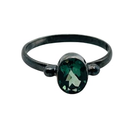 Sterling Aqua Oval Ring Size 8