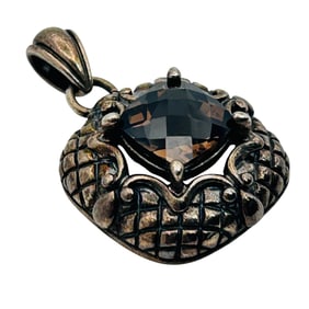 Sterling Smoky Quartz Vintage Pendant