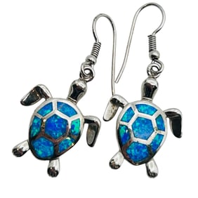 Sterling Opal Turtle Earrings