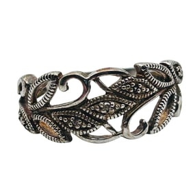 RJ Sterling Diamond Accent Leaf Detail Ring Size 8