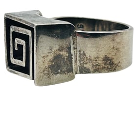 Sterling Square Swirl Design Ring Size 9