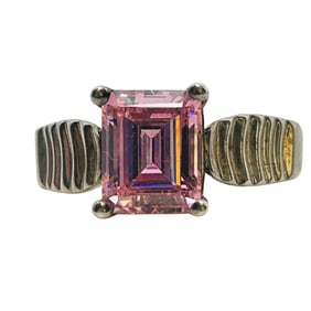 DQ Sterling Cubic Zirconia Ribbed Band Size 9.5