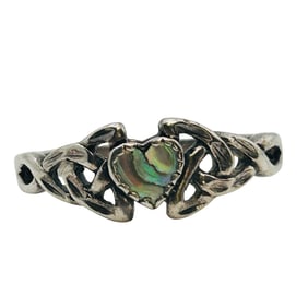 Sterling Abalone Celtic Knot Heart Ring Size 10