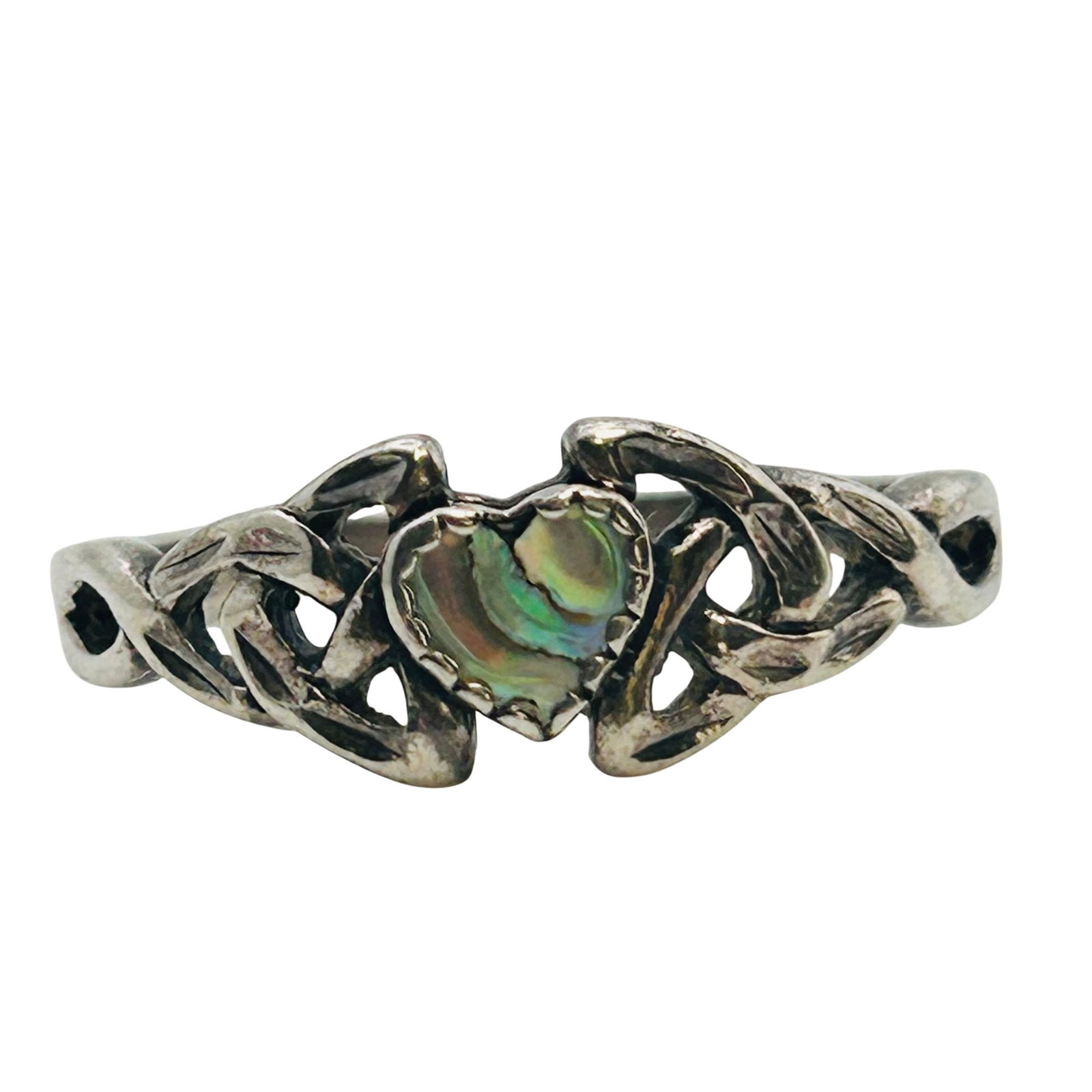 Sterling Abalone Celtic Knot Heart Ring Size 10: Abalone Celtic knot sterling heart ring. Size 10. 3.30g