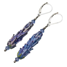 Sterling Lavender Glass Dangle Earrings
