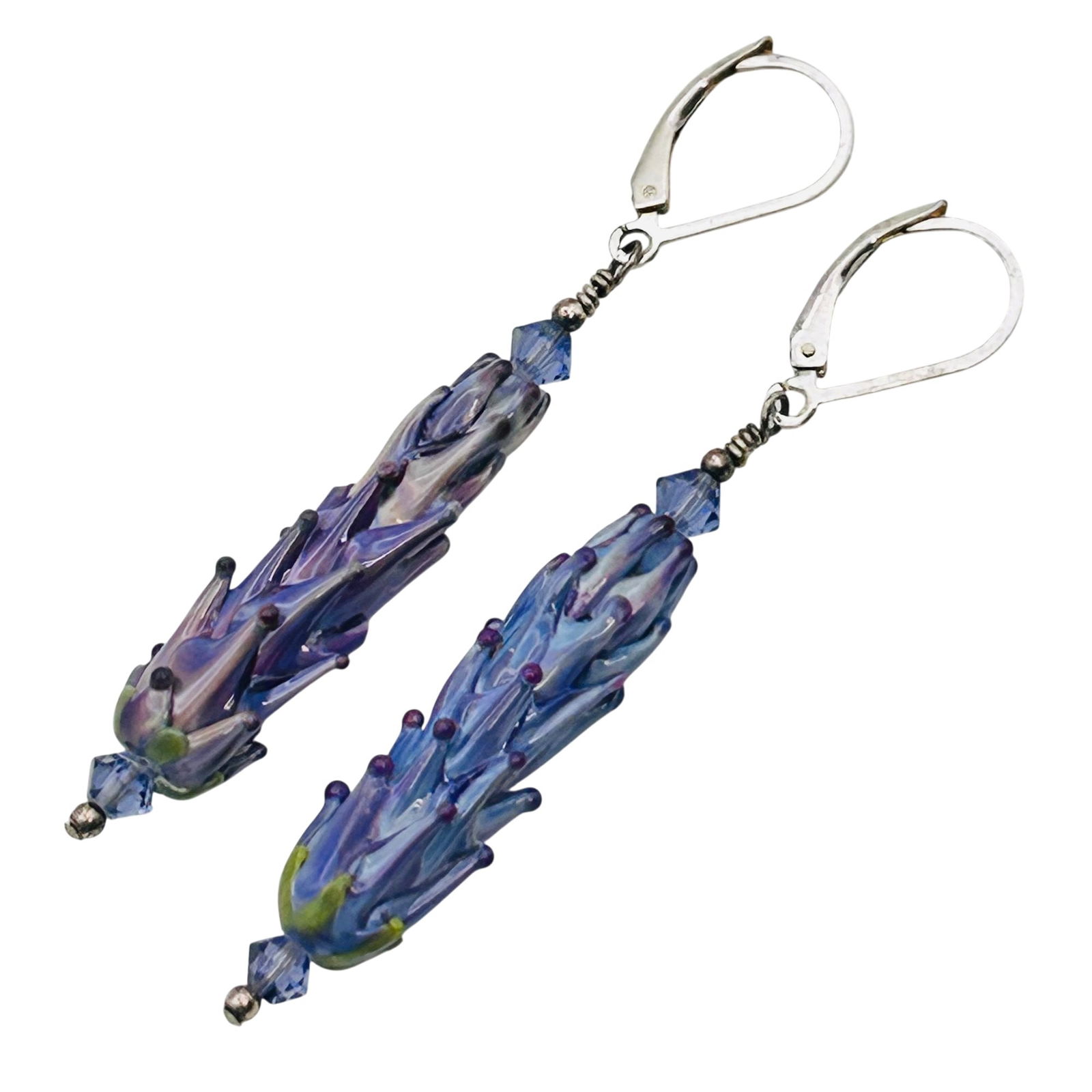 Sterling Lavender Glass Dangle Earrings (1 of 6)