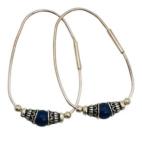 Sterling Lapis Lazuli Huggie Earrings