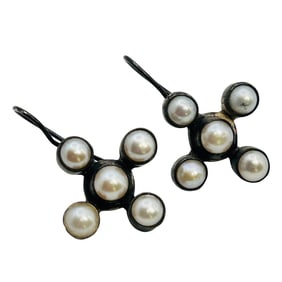 Sterling Pearl Hook Back Earrings