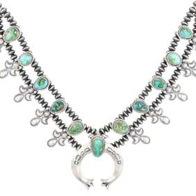 Adrienne Gordon Navajo Sterling Sonoran Gold Turquoise Squash Blossom