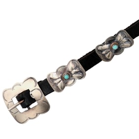 Navajo Sterling Turquoise Concho Buckle Bracelet