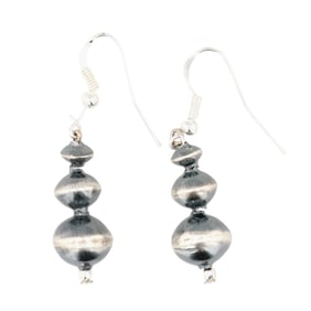 Treva Jim Navajo Plain Silver Bead Earrings