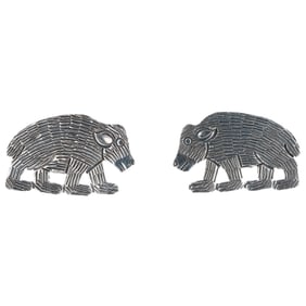 Zandra Tahy Navajo Plain Silver Wild Boar Earrings