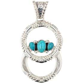 Running Bear Navajo Sterling Turquoise Pendant